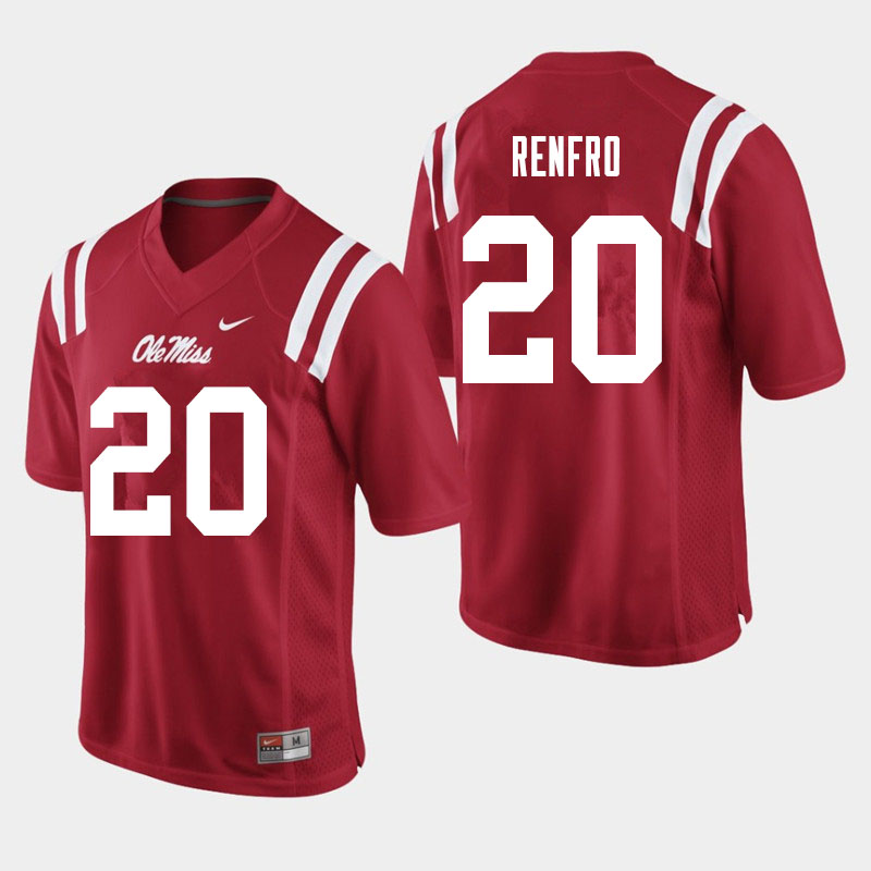 Men #20 Kade Renfro Ole Miss Rebels College Football Jerseys Sale-Red - Click Image to Close